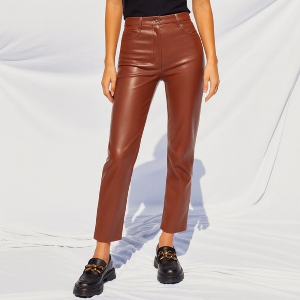 Abercrombie & Fitch Curve Love‎ 90s Straight Pants Women's 32 Brown High Rise